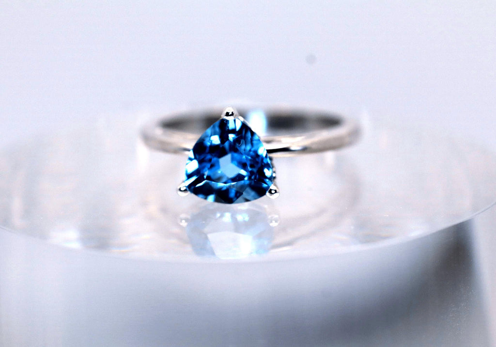 Trillion Blue Topaz Set in Continuum Sterling Mounting