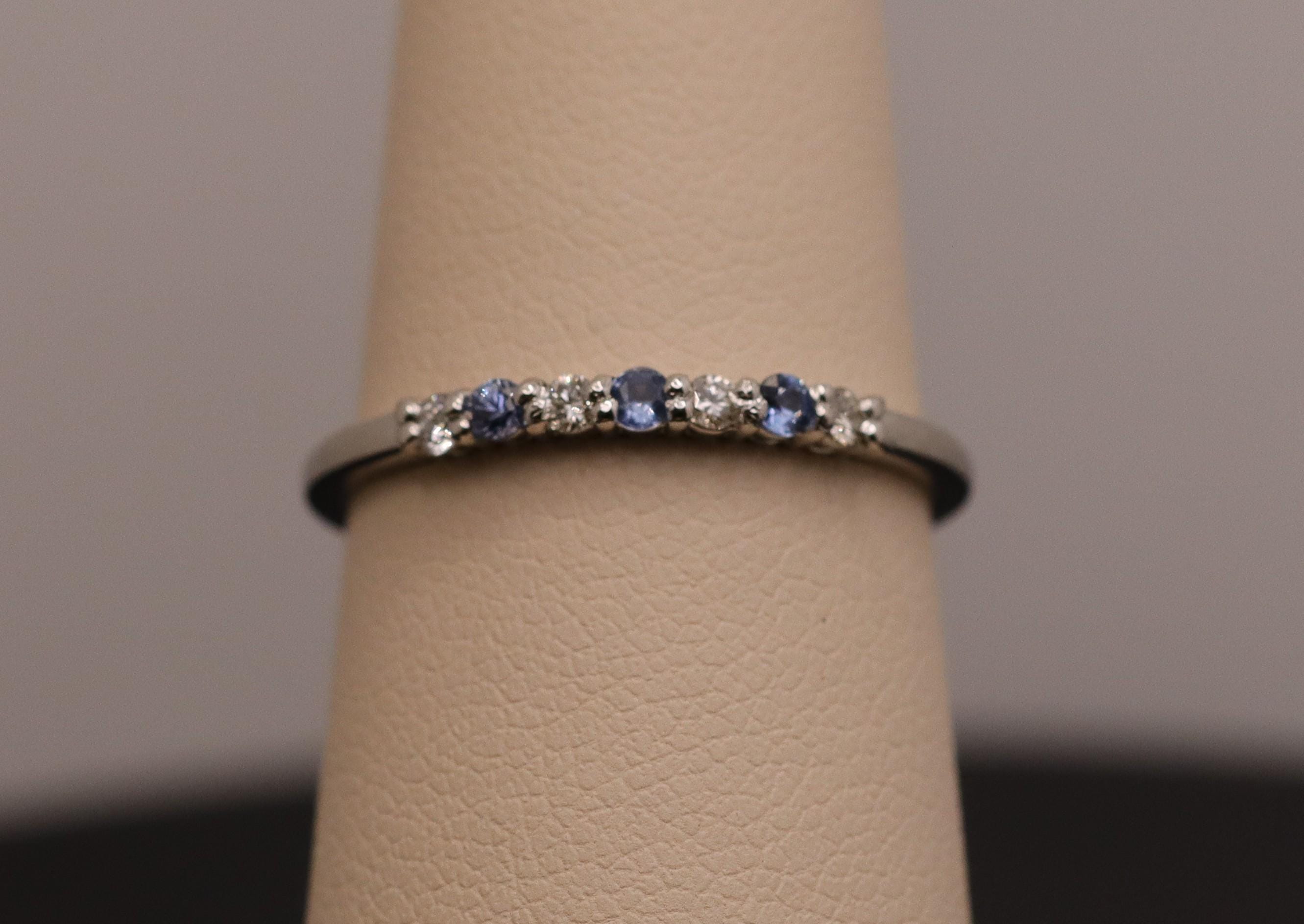 Platinum Ring With Diamonds and Sapphires