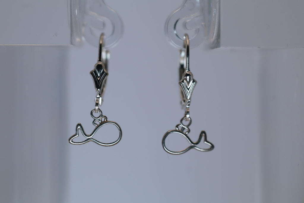 Sterling Silver Whale Dangle Earrings