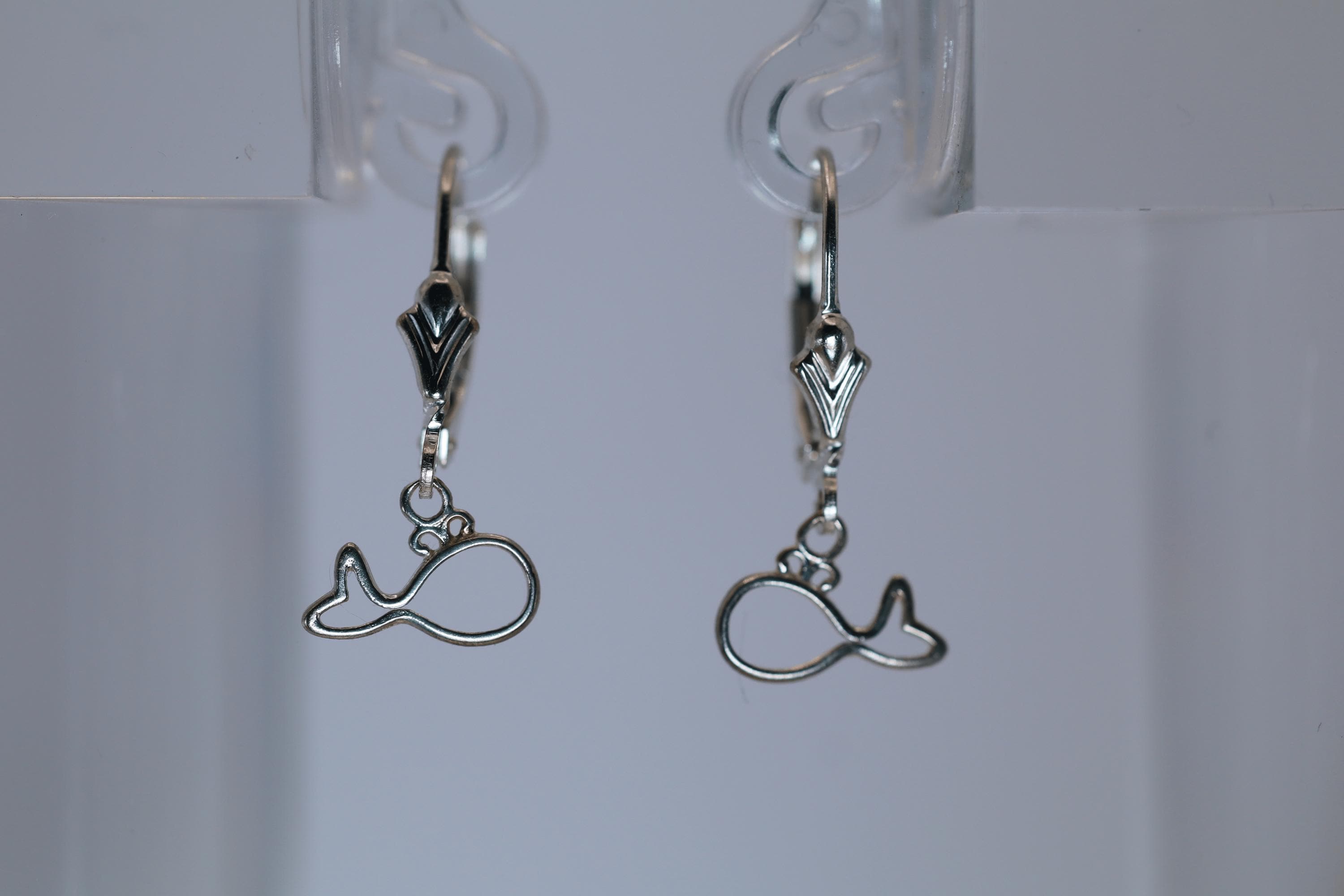 Sterling Silver Whale Dangle Earrings