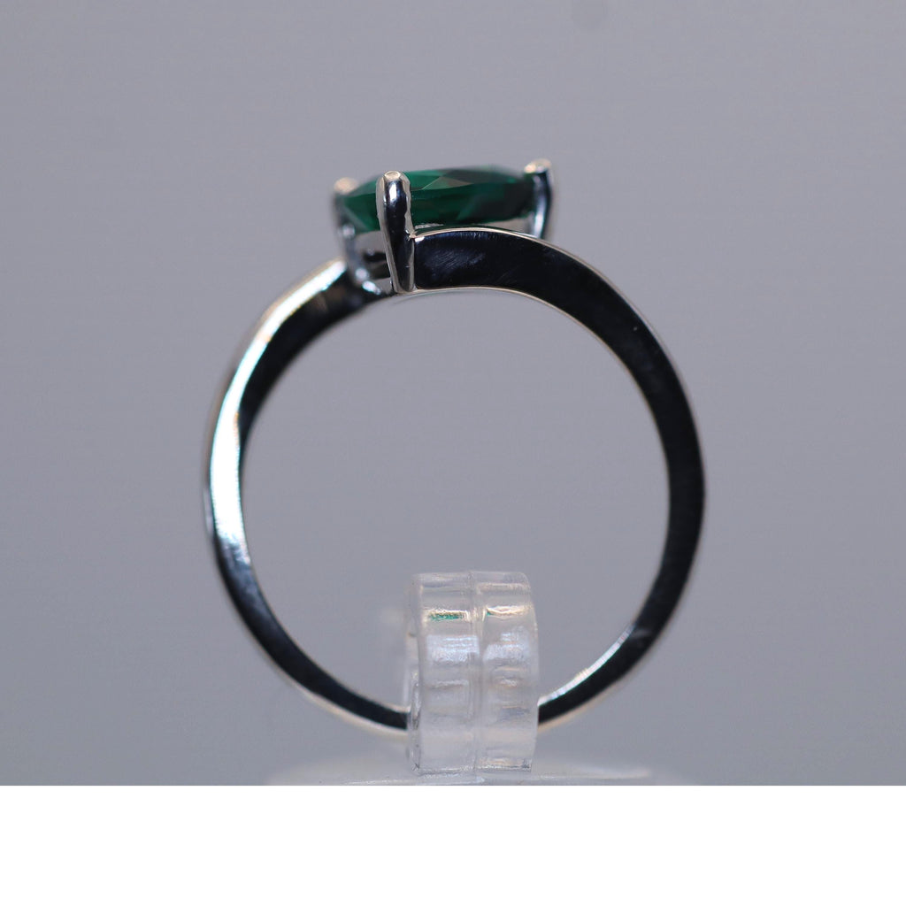 Continuum Silver ring set With Trillion Created Emerald