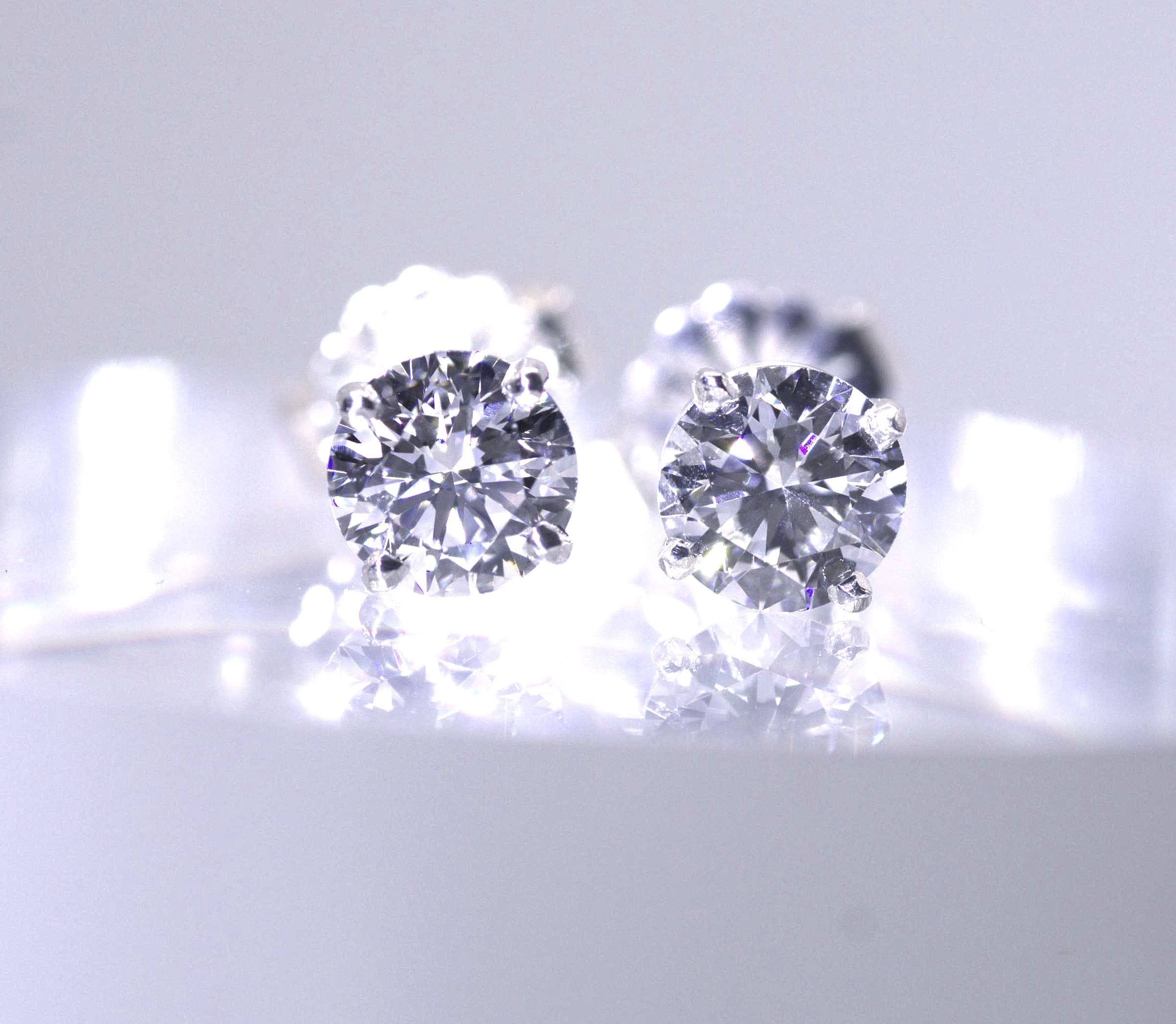 Lab Diamond Stud Earrings Set in Continuum Silver Mountings