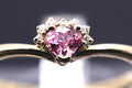 Pink Heart Sapphire with Diamonds set in 14K. yellow Gold