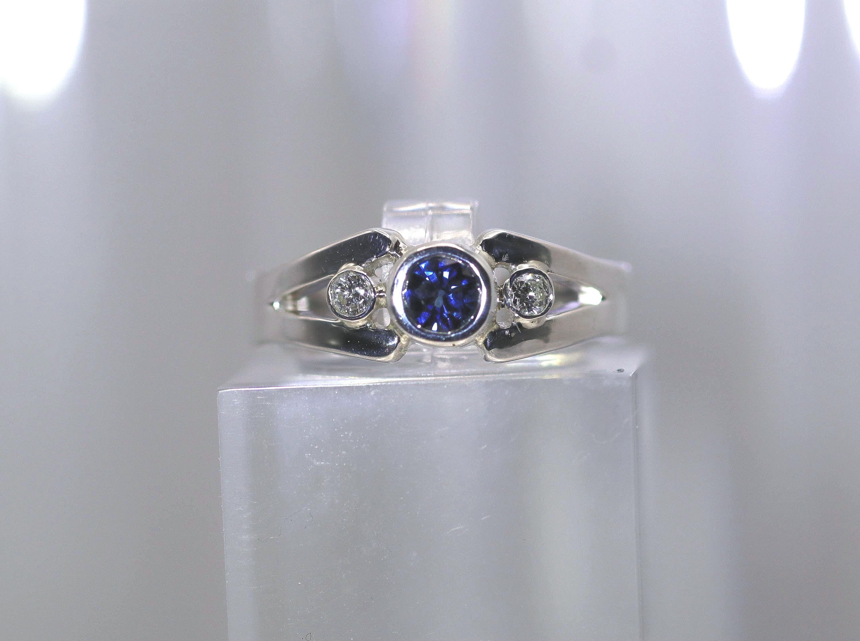 Sterling Silver Jewelry , Ring , Sapphire and Diamond Ring