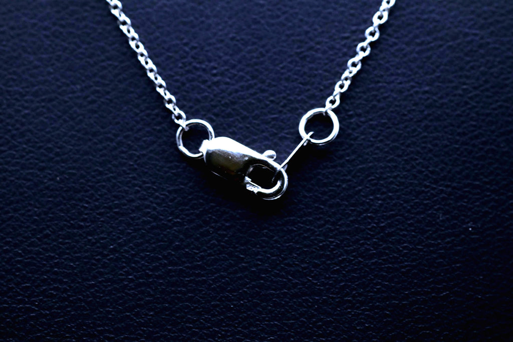 1ct Lab Diamond Solitaire Necklace, 14K White Gold Cable Chain
