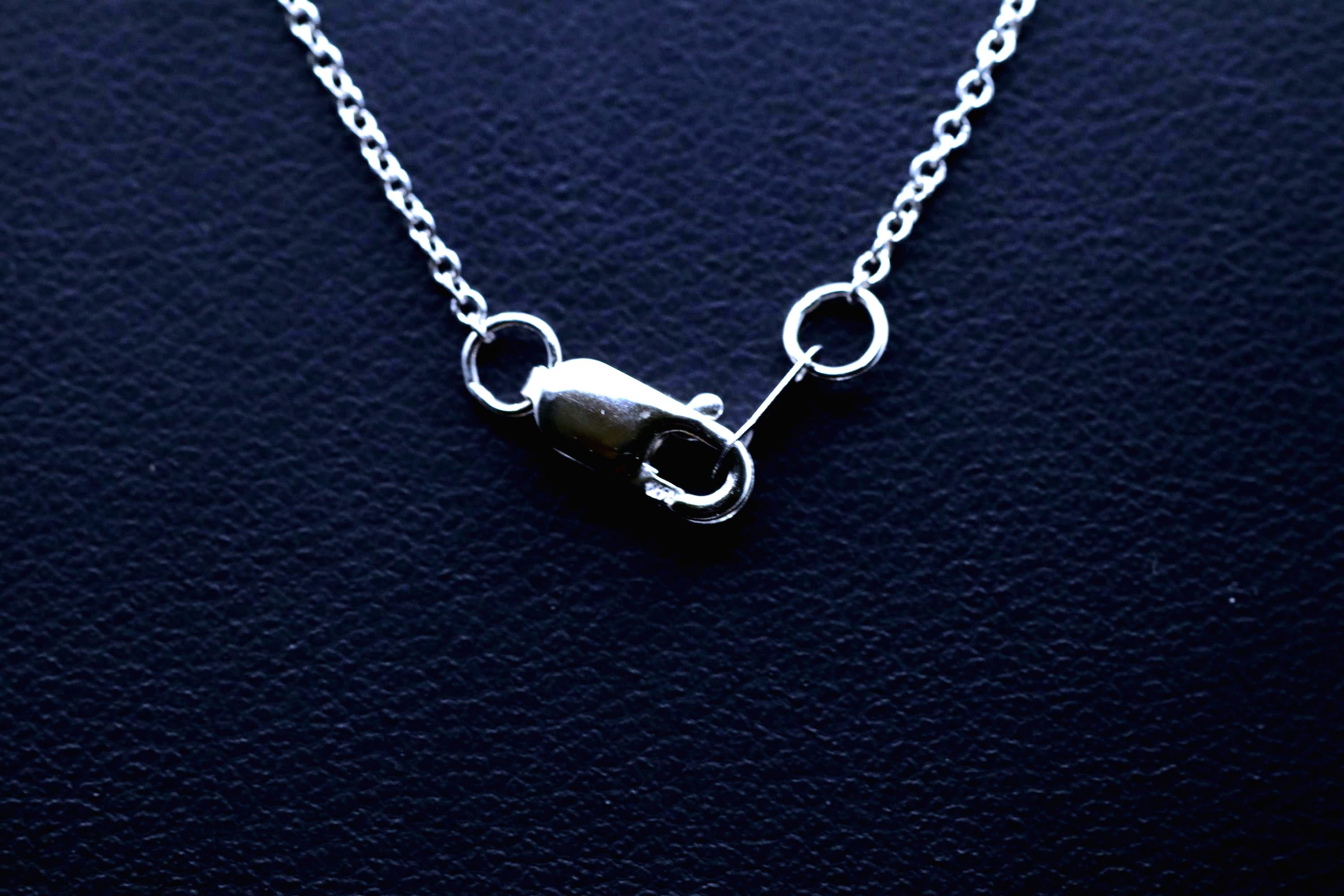 1ct Lab Diamond Solitaire Necklace, 14K White Gold Cable Chain