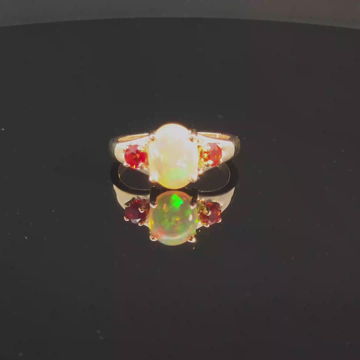Oval Opal Multi-Stone Ring in Yellow Gold