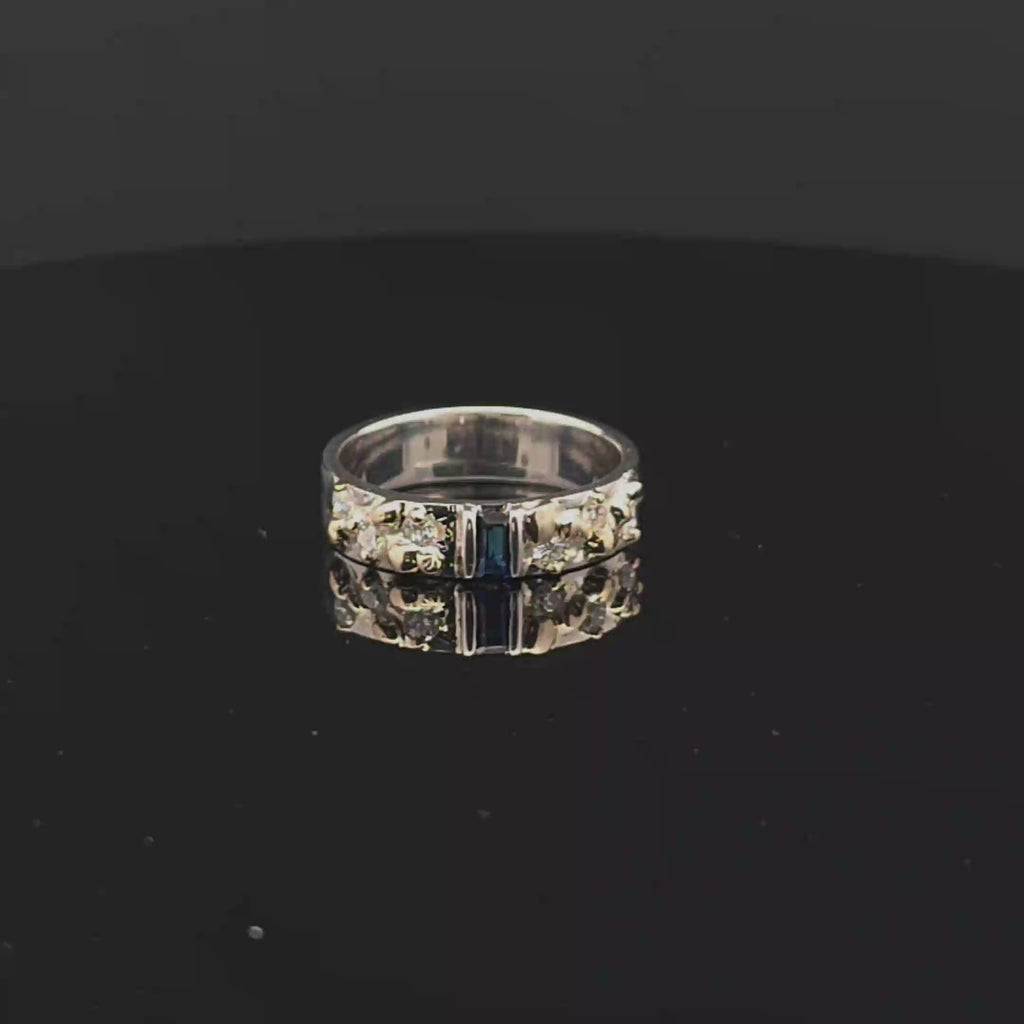 Sapphire Nugget Ring with Diamond Accents