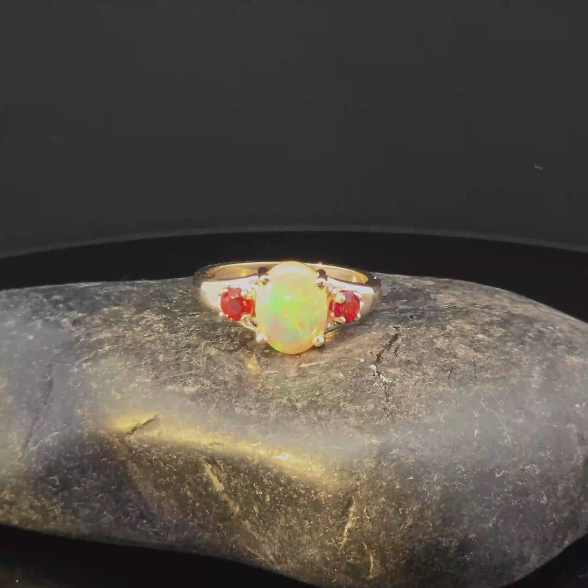 Oval Opal Multi-Stone Ring in Yellow Gold