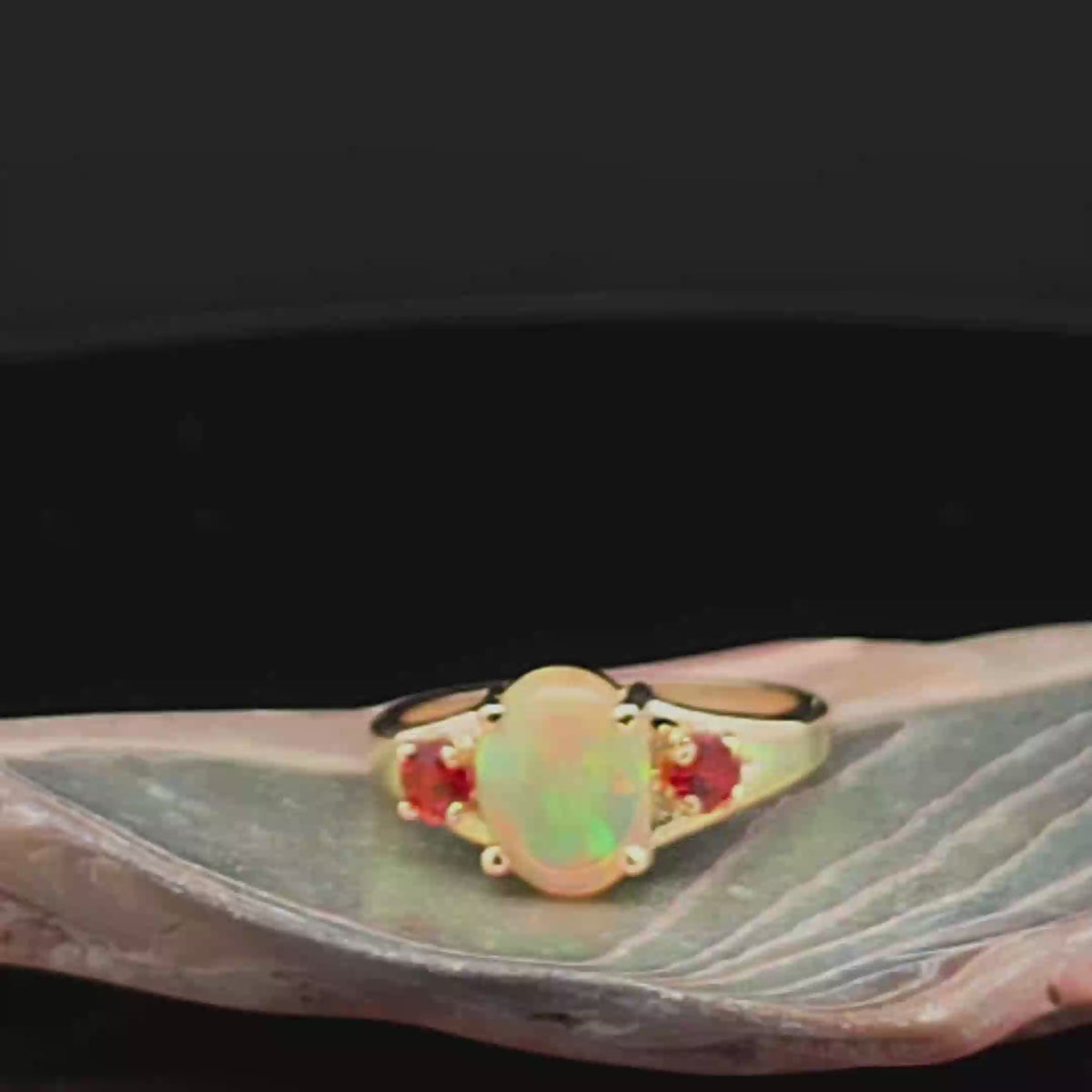 Oval Opal Multi-Stone Ring in Yellow Gold