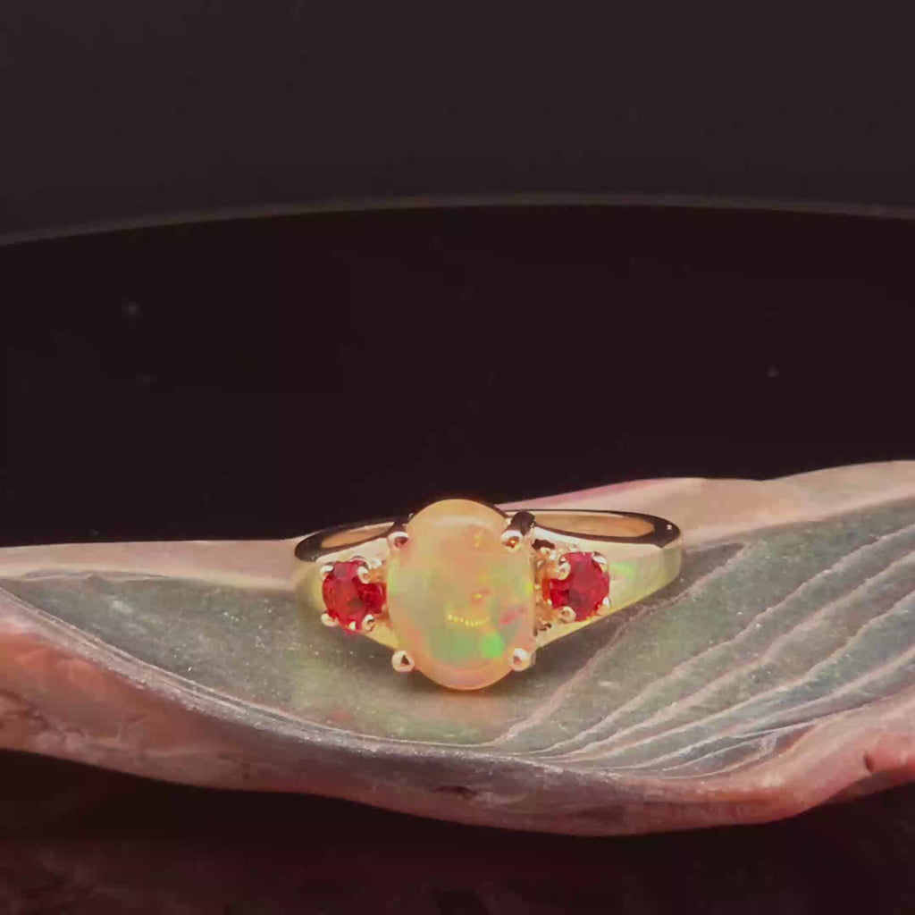Oval Opal Multi-Stone Ring in Yellow Gold