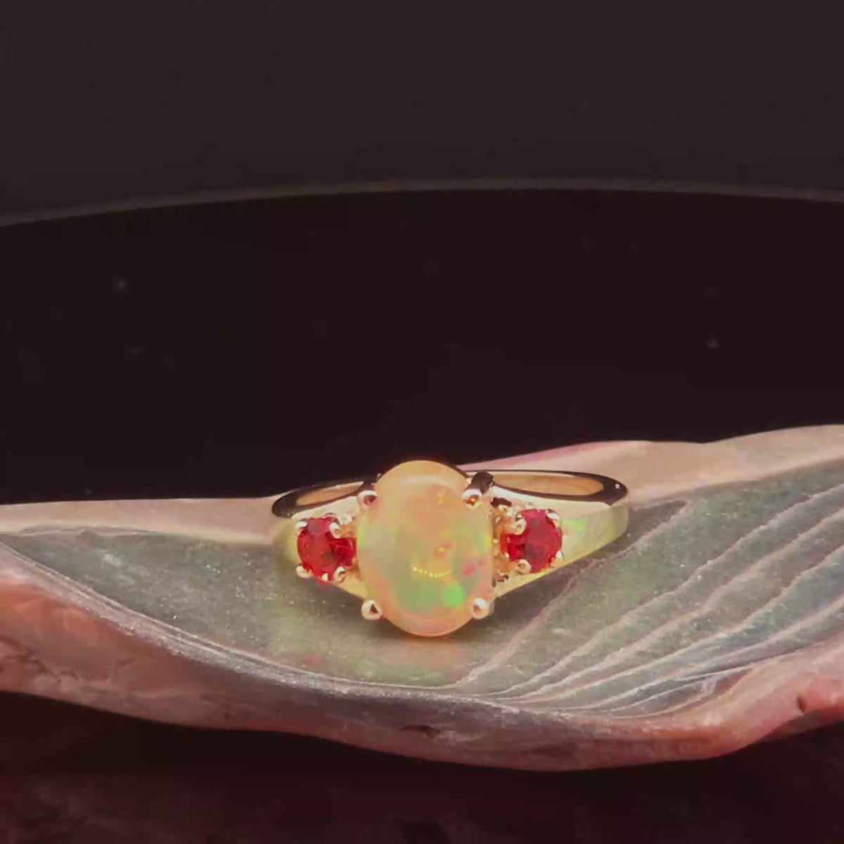 Oval Opal Multi-Stone Ring in Yellow Gold