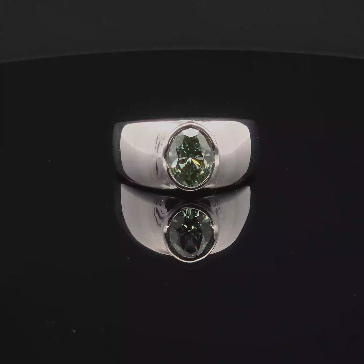 Mint Green Lab Diamond Signet Ring in Sterling Silver