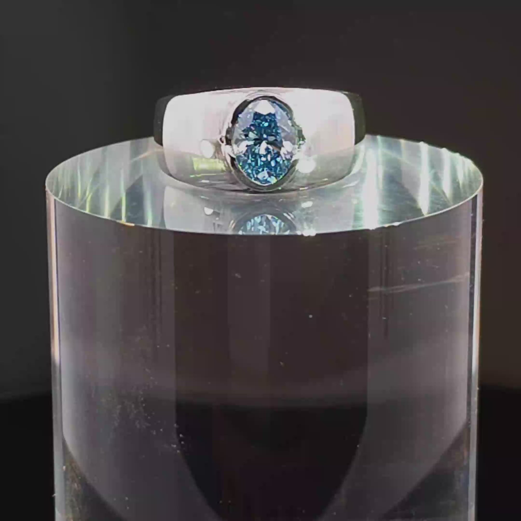 2 ct. Vivid Blue Lab Diamond set in Sterling Silver