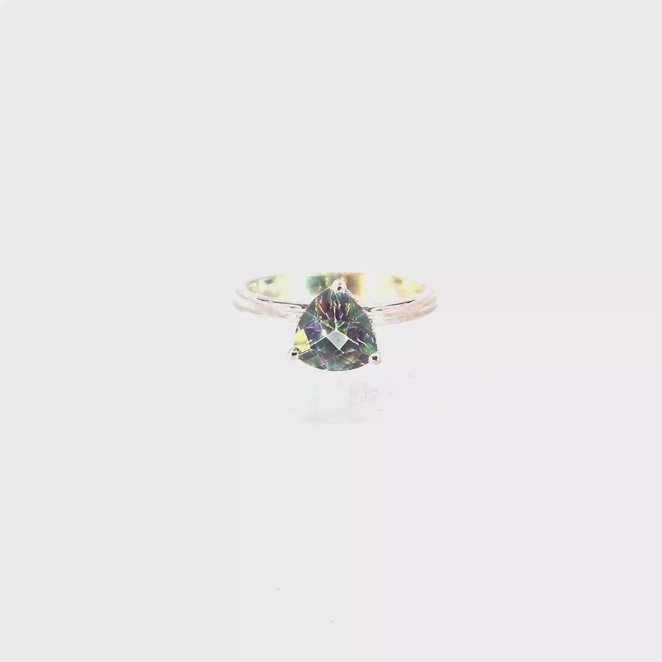 Trillion Cut Mystic Topaz Solitaire Ring in Continuum Silver