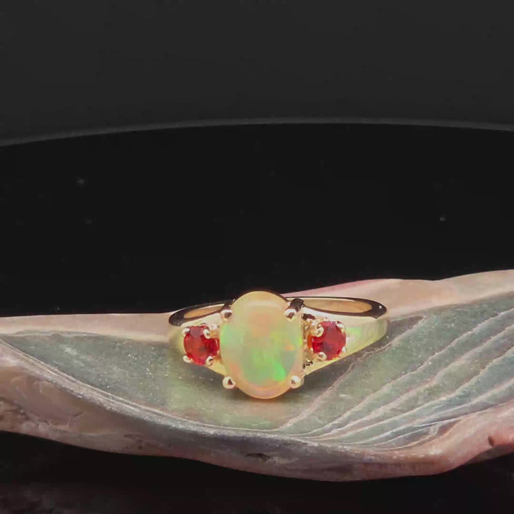 Oval Opal Multi-Stone Ring in Yellow Gold