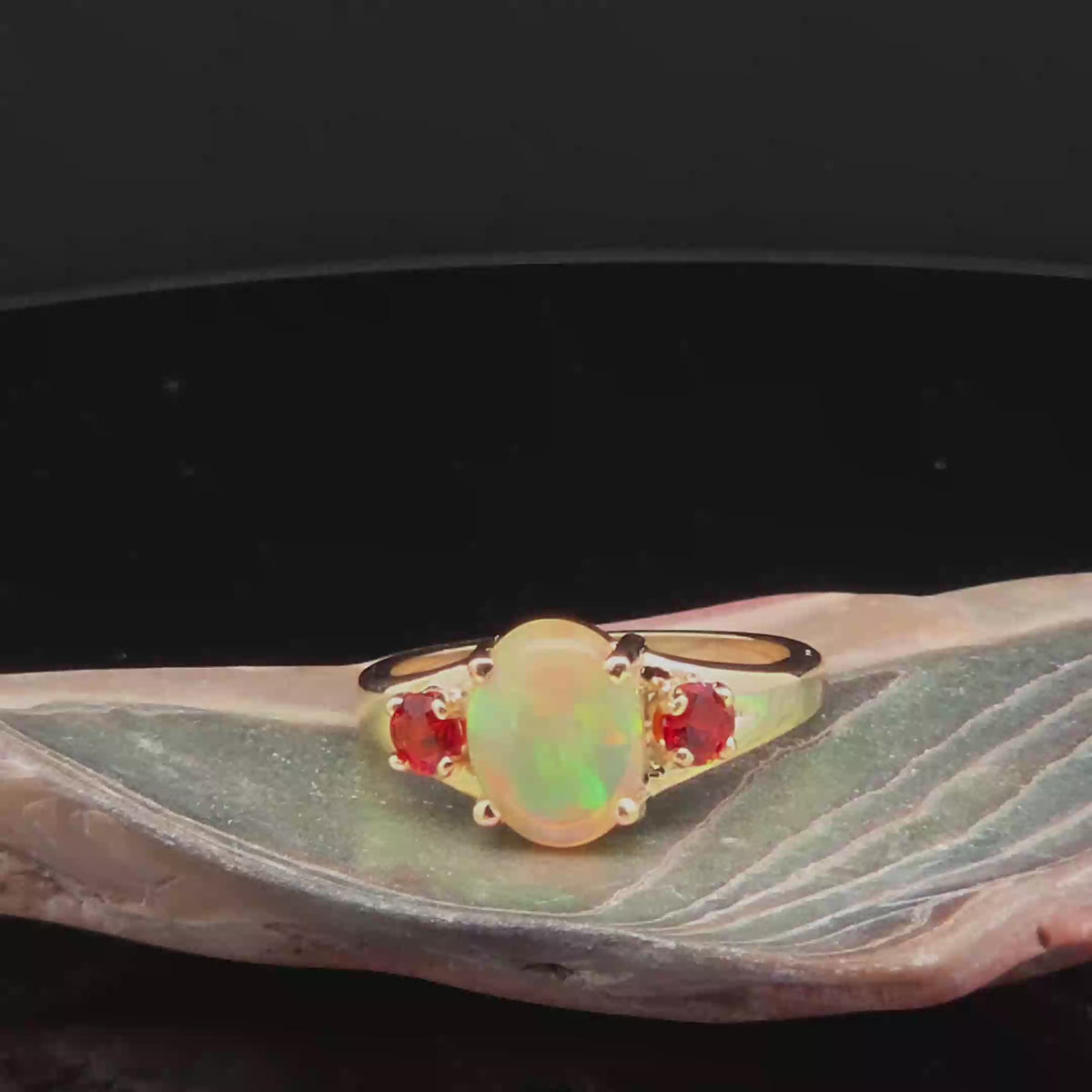 Oval Opal Multi-Stone Ring in Yellow Gold
