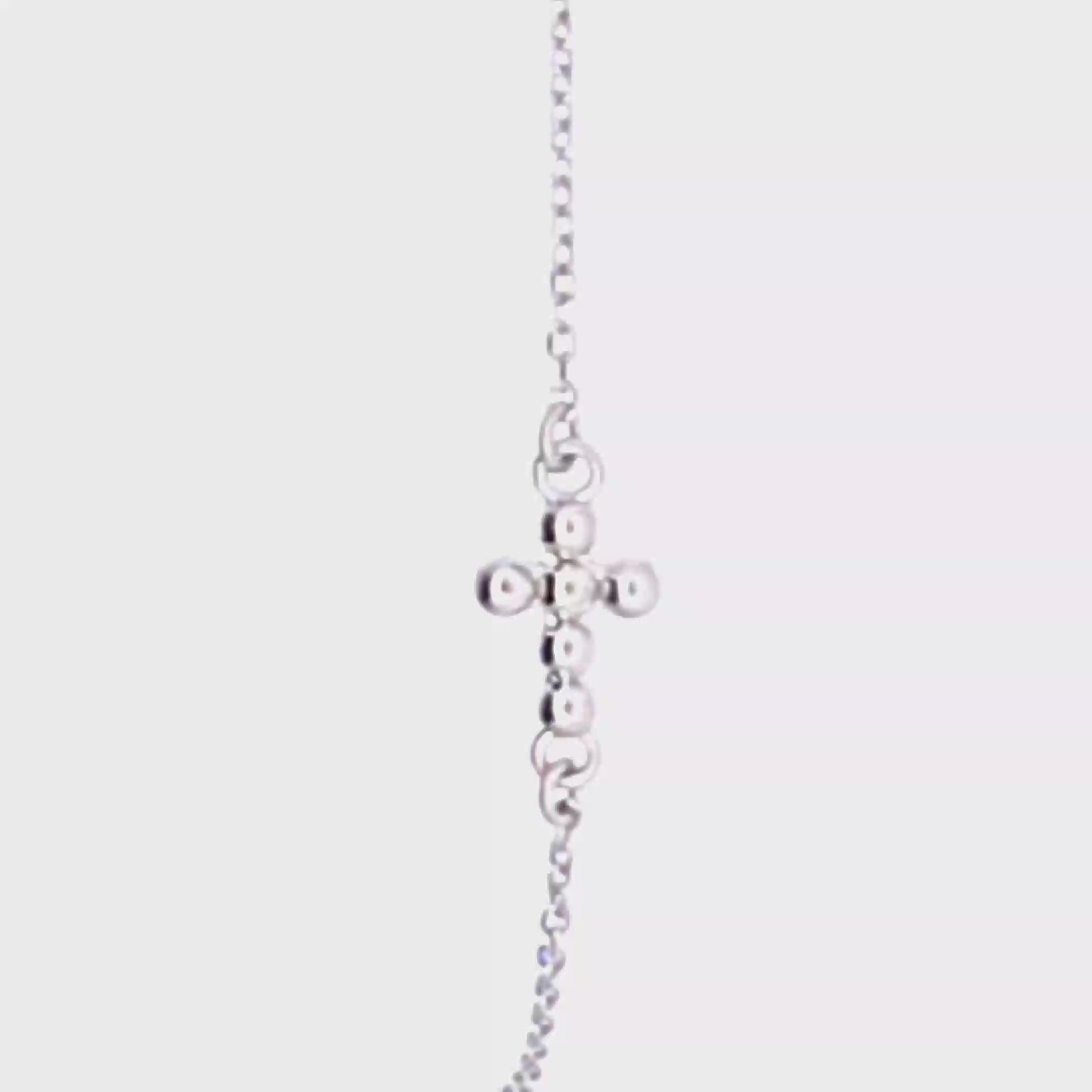 14K white Gold bead cross bracelet