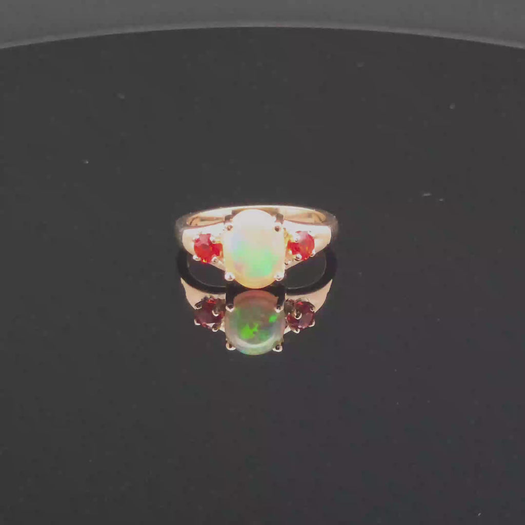 Oval Opal Multi-Stone Ring in Yellow Gold