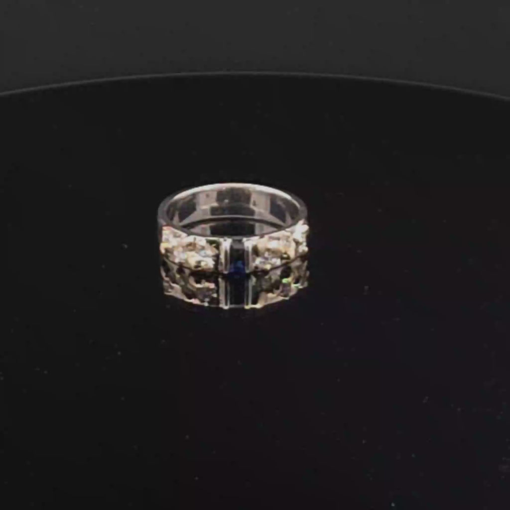 Sapphire Nugget Ring with Diamond Accents