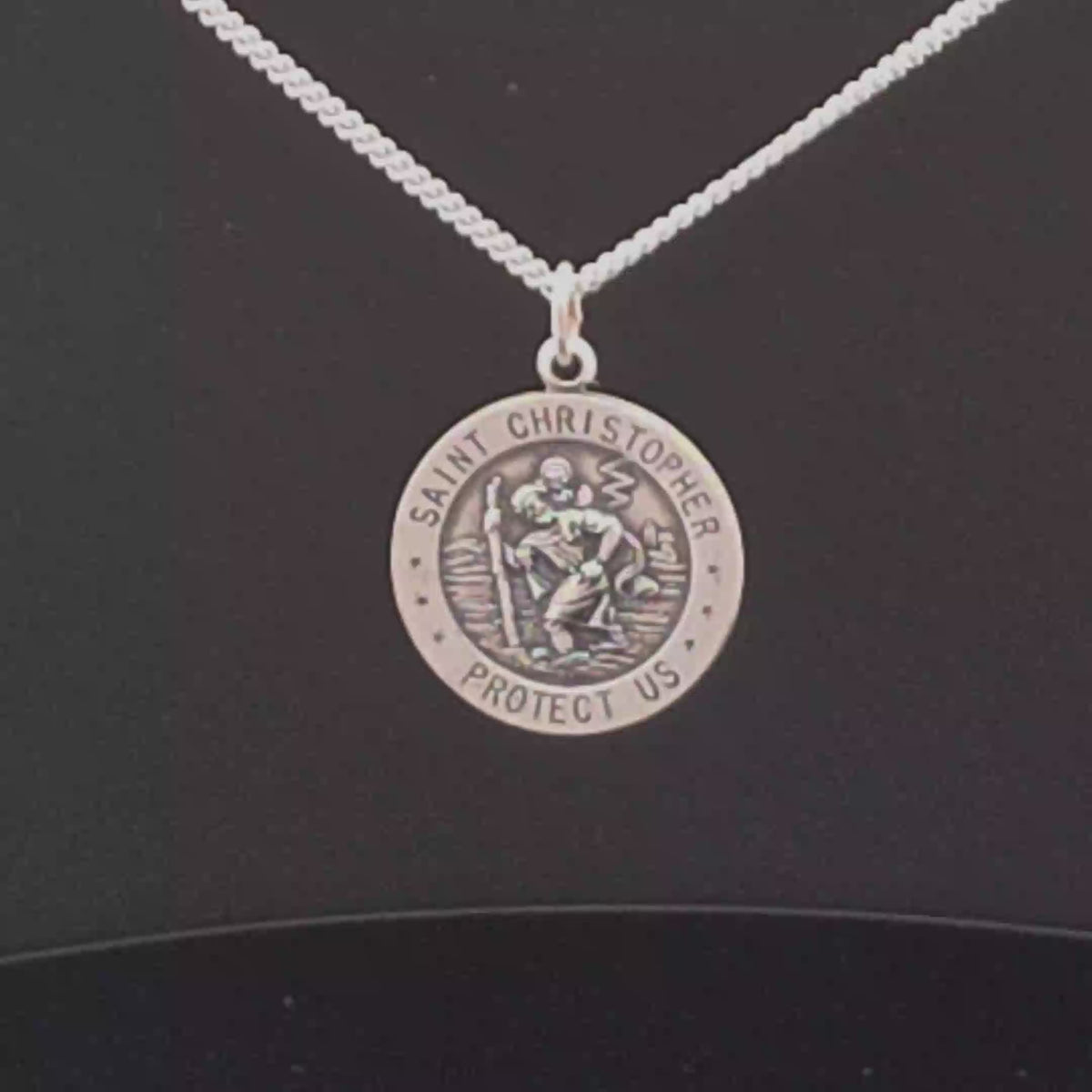 Silver Saint Christopher Medal Pendant Necklace