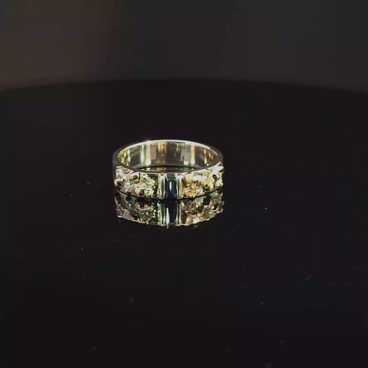 Sapphire Nugget Ring with Diamond Accents
