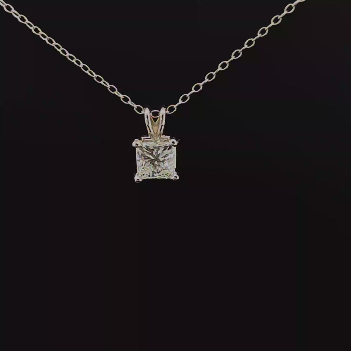 Princess Cut Diamond Solitaire Pendant in White Gold